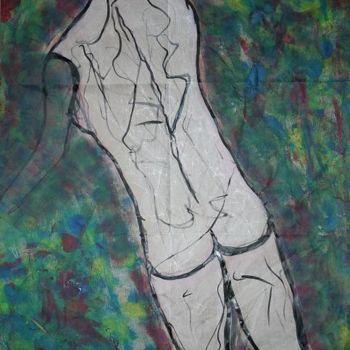 Peinture intitulée "Nu de Dos" par Romain Challe, Œuvre d'art originale
