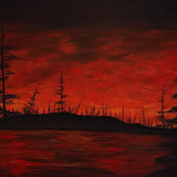 Painting titled "L'Incendie Monochro…" by Noiteart, Original Artwork, Acrylic