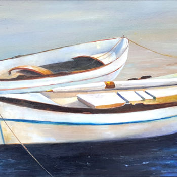 Painting titled "Boats" by Nokari, Original Artwork, Oil