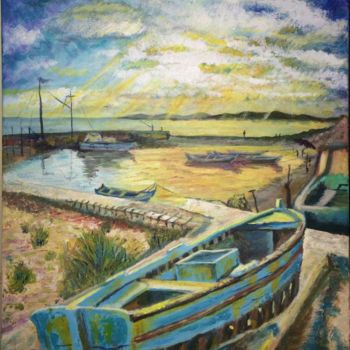 Painting titled "The Little Harbor" by Miguel H., Original Artwork, Acrylic