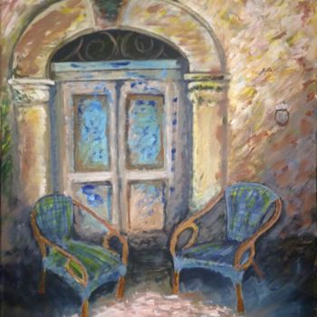 Painting titled "Blue Door" by Miguel H., Original Artwork, Acrylic