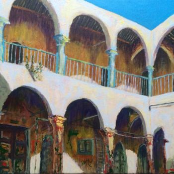 Painting titled "Traditional Hotel" by Miguel H., Original Artwork, Acrylic