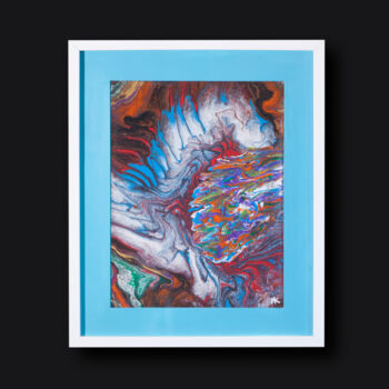 Pintura titulada "Unicornio azul" por Men Kou, Obra de arte original, Acrílico Montado en Panel de madera