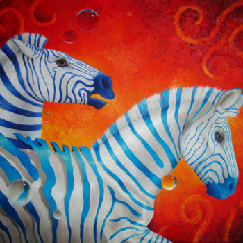 Peinture intitulée "Prismazebra" par Aka, Œuvre d'art originale, Huile