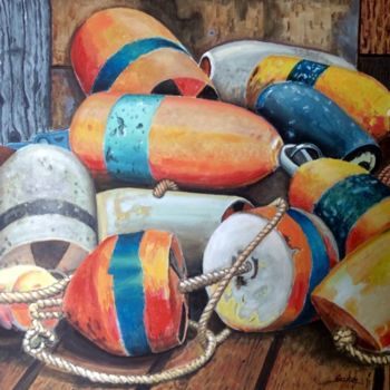 Peinture intitulée "Les Bouées" par Patrick Noly, Œuvre d'art originale, Acrylique