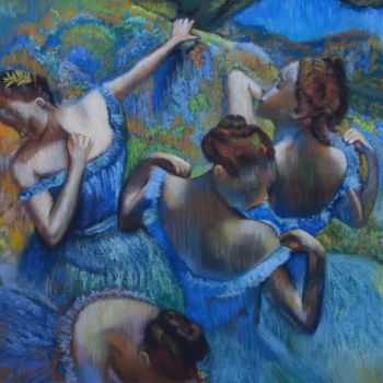 Pittura intitolato ""Danseuses bleues",…" da Tatiana Le Metayer, Opera d'arte originale, Pastello