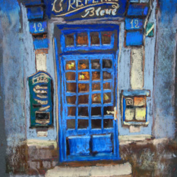 Painting titled ""Crêperie"" by Tatiana Le Metayer, Original Artwork, Pastel