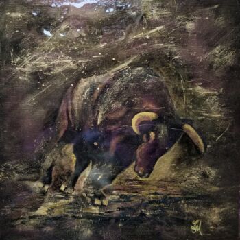 Pittura intitolato "Bull animal" da Tatiana Le Metayer, Opera d'arte originale, Acrilico Montato su Telaio per barella in le…