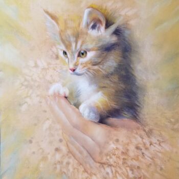 Dibujo titulada "Cat" por Tatiana Le Metayer, Obra de arte original, Pastel