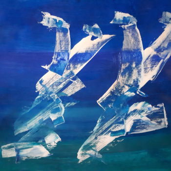 Peinture intitulée "marche bleue" par Antonio Alvarez, Œuvre d'art originale