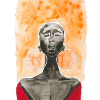 Картина под названием "Loneliness" - Noor Kay, Подлинное произведение искусства, Акварель