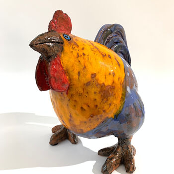 Sculpture intitulée "Good Morning- Cock" par Nora Blazeviciute, Œuvre d'art originale, Céramique