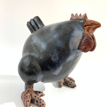 Скульптура под названием "Black Chicken" - Nora Blazeviciute, Подлинное произведение искусства, Керамика