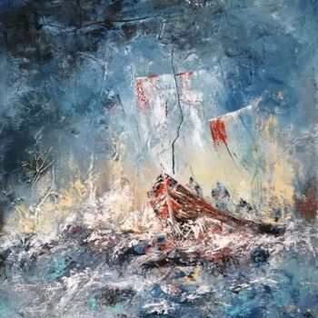 Pittura intitolato "La tempesta" da Nora Ferriani, Opera d'arte originale, Olio