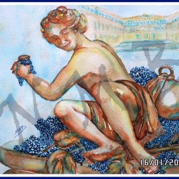 Painting titled "Bacchus" by Nora Mb, Original Artwork, Watercolor