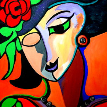 Peinture intitulée "MISS ROSE" par Nora Shepley, Œuvre d'art originale, Acrylique