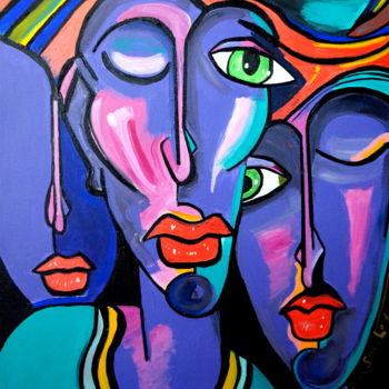 Painting titled "THE THREE OF US" by Nora Shepley, Original Artwork, Acrylic