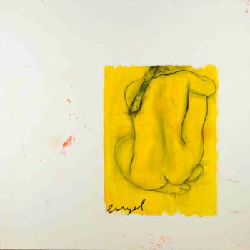 Ζωγραφική με τίτλο "Nu , Gouache  « ELE…" από Norbert Engel, Αυθεντικά έργα τέχνης, Γκουάς Τοποθετήθηκε στο Ξύλινο φορείο σκ…