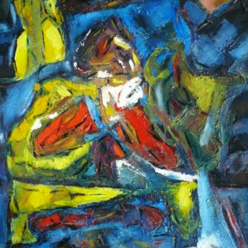 Painting titled "bleu-jaune.jpg" by Norbert Lafon, Original Artwork, Oil