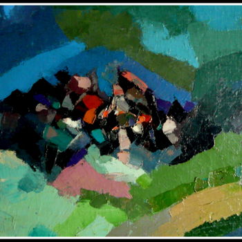 「village-mysterieux.…」というタイトルの絵画 Norbert Lafonによって, オリジナルのアートワーク, オイル