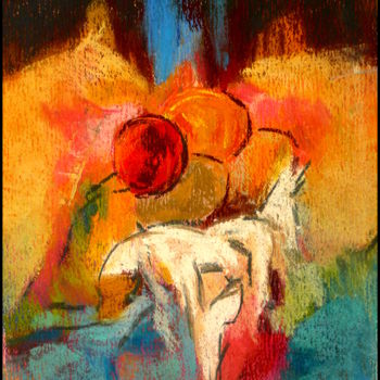 Painting titled "un-jour-une-orange-…" by Norbert Lafon, Original Artwork, Pastel