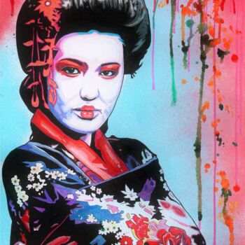 Painting titled "Geisha" by Norbert Szük, Original Artwork, Acrylic