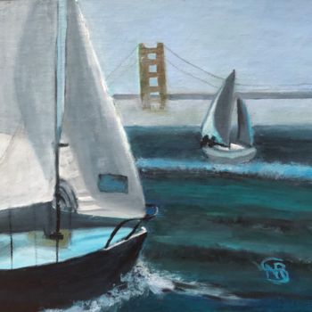 Painting titled "Sailing on the Bay" by Noreen Schumann, Original Artwork, Oil