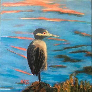 Painting titled "A regular on our bay" by Noreen Schumann, Original Artwork, Oil