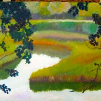 Pittura intitolato "Fall Marsh, Virginia" da Noreen Schumann, Opera d'arte originale, Olio