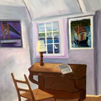Malarstwo zatytułowany „Houseboat interior” autorstwa Noreen Schumann, Oryginalna praca, Olej