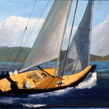 Peinture intitulée "Swanboat in BVI" par Noreen Schumann, Œuvre d'art originale, Huile