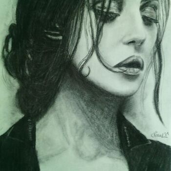Drawing titled "Monica" by Norel, Original Artwork, Charcoal
