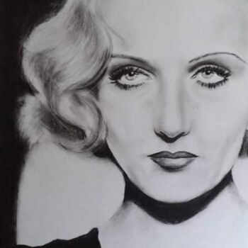Drawing titled "Carole Lombard" by Norel, Original Artwork, Charcoal