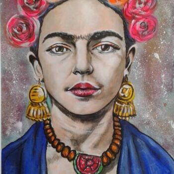 Schilderij getiteld "Snow Frida" door Norel, Origineel Kunstwerk, Acryl