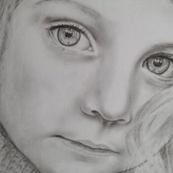 Drawing titled "L'innocence" by Norel, Original Artwork, Charcoal