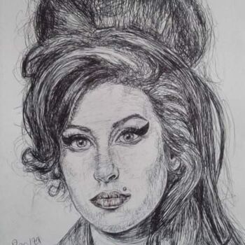 Drawing titled "Amy 3" by Norel, Original Artwork, Ballpoint pen