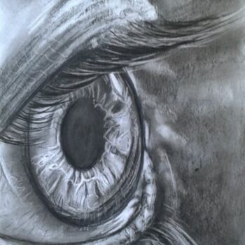 Dessin intitulée "In the eyes" par Norel, Œuvre d'art originale, Fusain