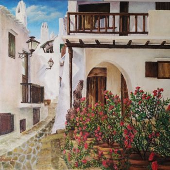 Картина под названием "Paredes blancos" - Noria Tafrent, Подлинное произведение искусства, Масло Установлен на Деревянная па…