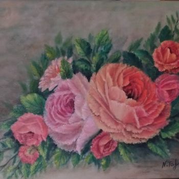 Painting titled "Flores" by Noria Tafrent, Original Artwork, Oil