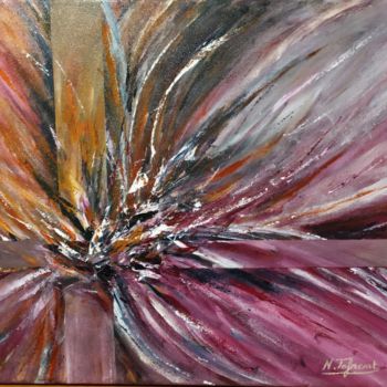 Painting titled "Flor en abstracto" by Noria Tafrent, Original Artwork, Acrylic Mounted on Wood Stretcher frame