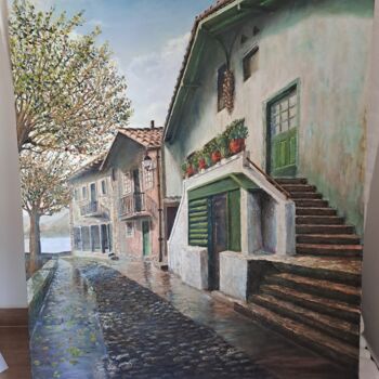 Pintura intitulada "The neighborhood" por Noria Tafrent, Obras de arte originais, Óleo