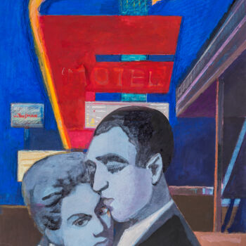 Painting titled "Couple mythique" by Norma Trosman, Original Artwork, Tempera Mounted on Cardboard