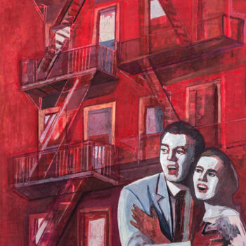 Painting titled "Couple mythique- We…" by Norma Trosman, Original Artwork, Tempera Mounted on Wood Panel