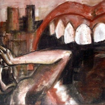 Peinture intitulée ""scream city"" par Norma Ascencio, Œuvre d'art originale, Huile