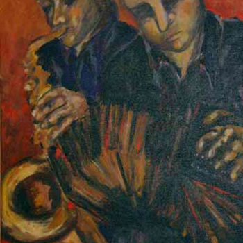 Peinture intitulée ""sax y bandoneon"" par Norma Ascencio, Œuvre d'art originale, Huile
