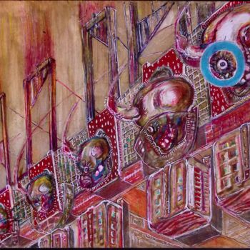 Рисунок под названием "Eine/r für Alle" - Norman Ocko Bates, Подлинное произведение искусства, Цветные карандаши