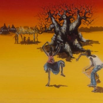 Pittura intitolato "la danse du sahel" da Noufou Kabore, Opera d'arte originale