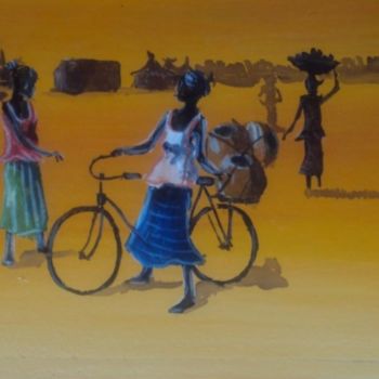 Peinture intitulée "entretien 2" par Noufou Kabore, Œuvre d'art originale