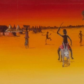 Pittura intitolato "le cavalier" da Noufou Kabore, Opera d'arte originale