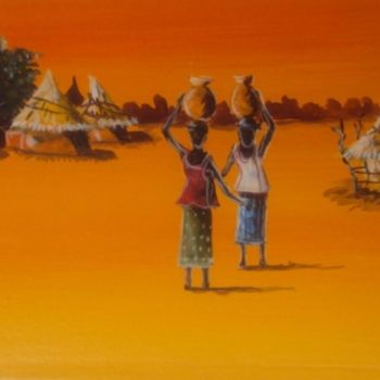 Картина под названием "retour au village" - Noufou Kabore, Подлинное произведение искусства
